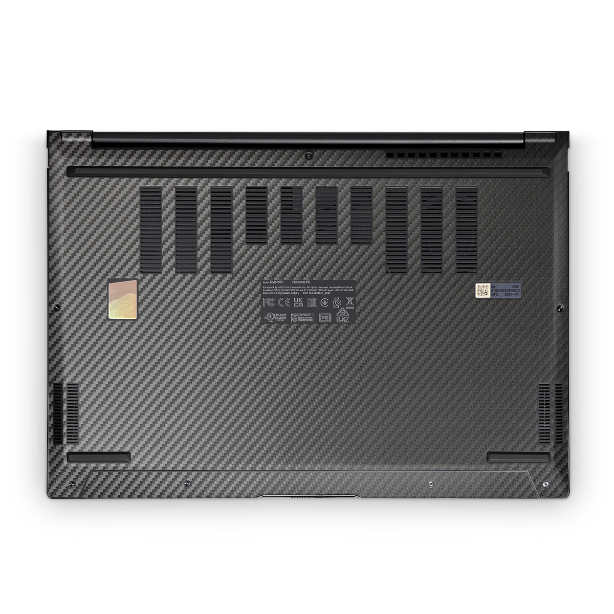 Asus Zenbook 14 Oled 2024 Premium Bottom Black Carbon Fiber Skin Wrap Cover