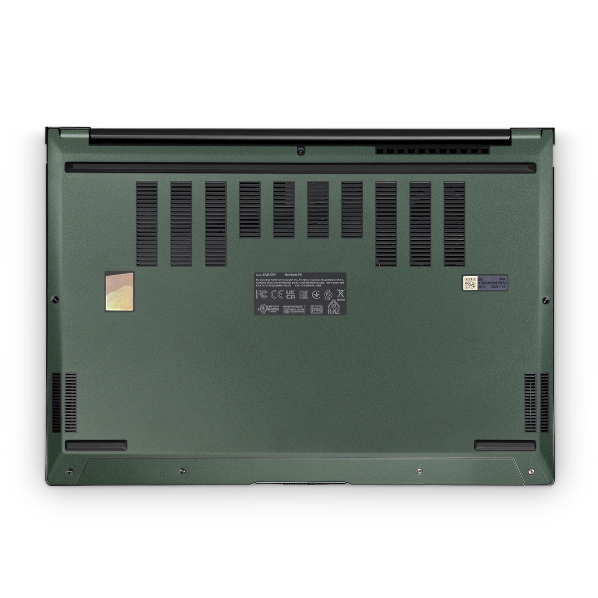 Asus Zenbook 14 OLED 2024 Premium Bottom Matte Green Metallic Skin Wrap Cover