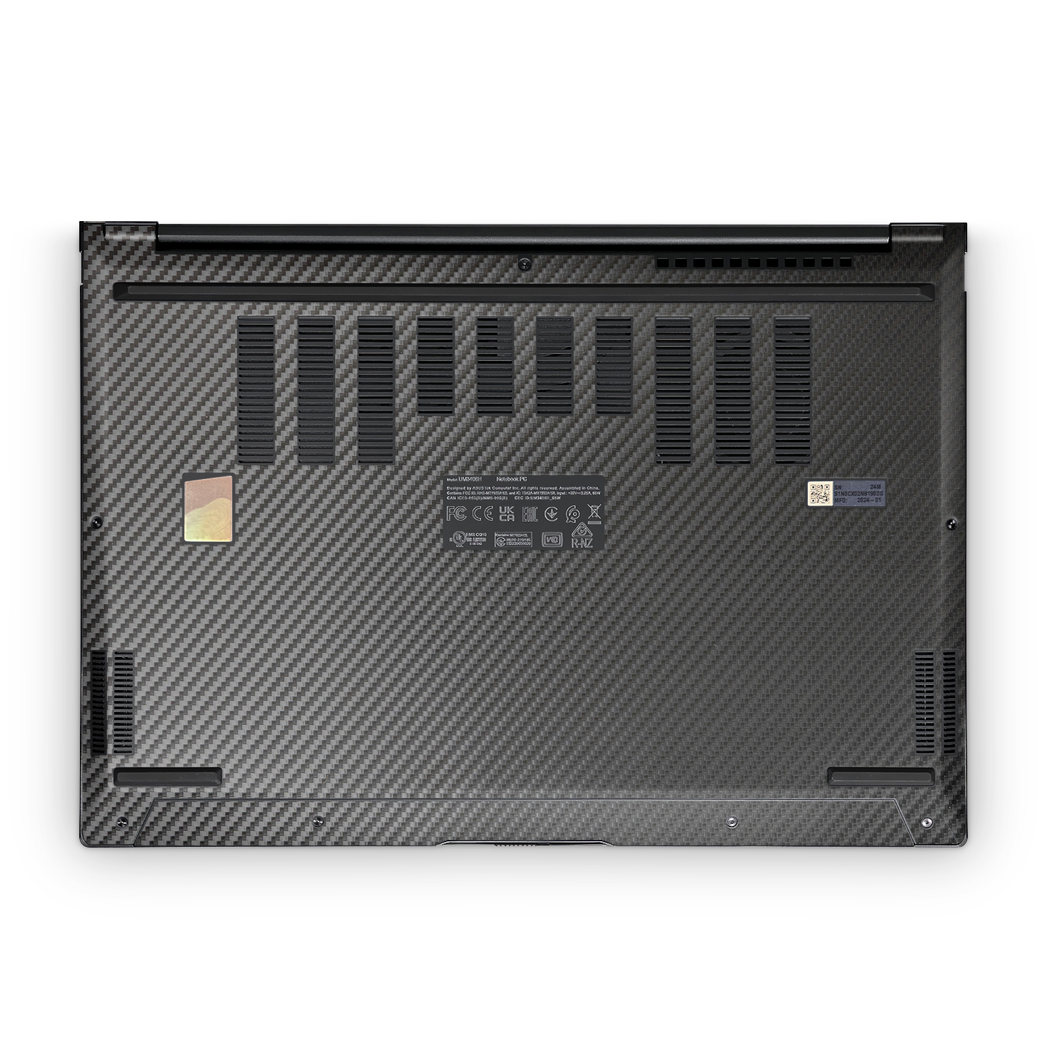 Asus Zenbook 14 Oled 2024 Professional Bottom Black Carbon Fiber Skin Wrap Cover