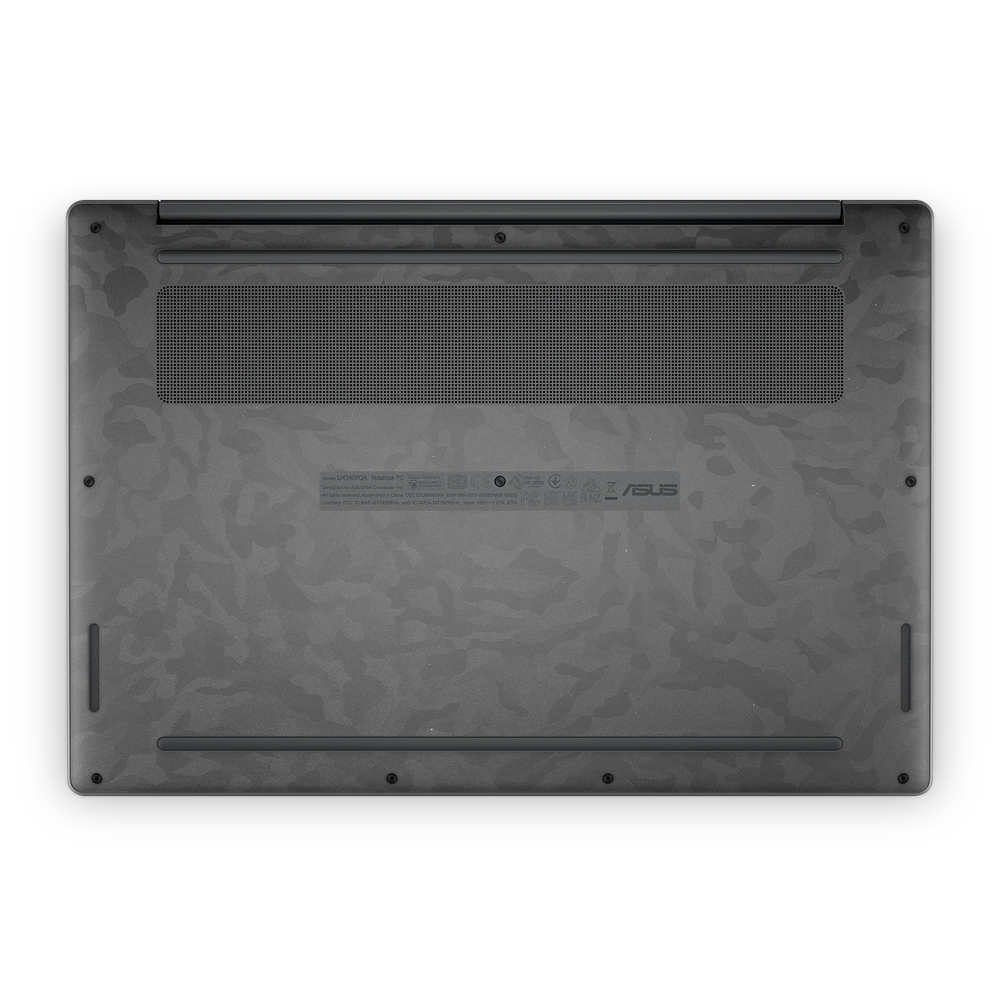 Asus Zenbook A14 2025 Professional Bottom Black Camo Skin Wrap Cover