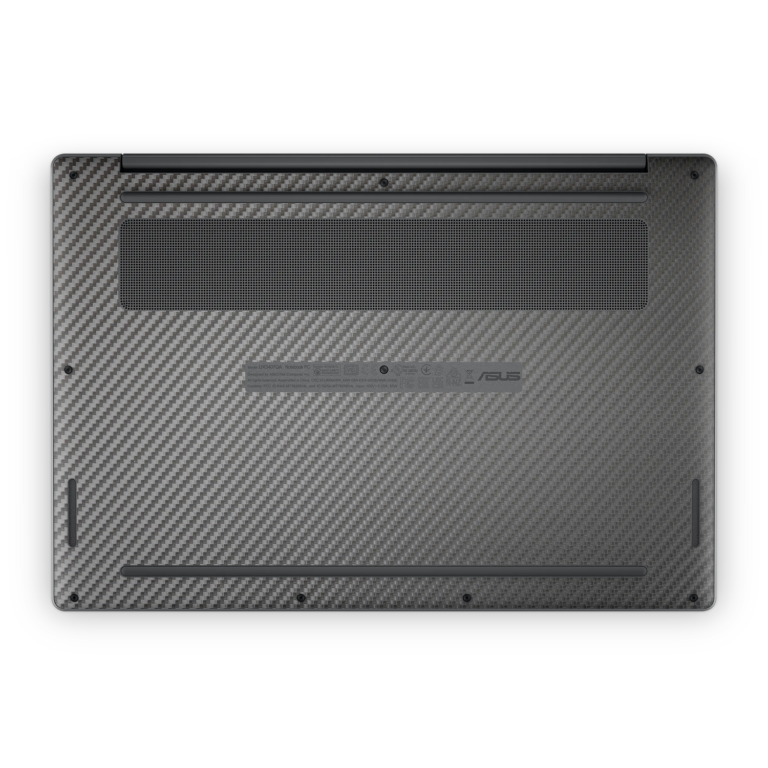 Asus Zenbook A14 2025 Professional Bottom Black Carbon Fiber Skin Wrap Cover
