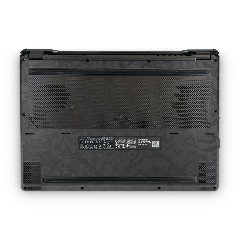 Asus Zephyrus G15 2022 Professional Bottom Black Camo Skin Wrap Cover