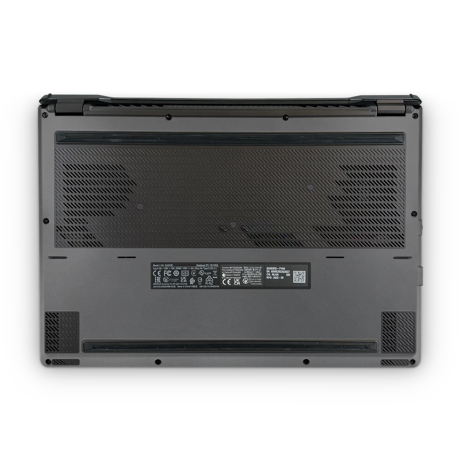Asus Zephyrus G15 2022 Professional Bottom Charcoal Grey Skin Wrap Cover