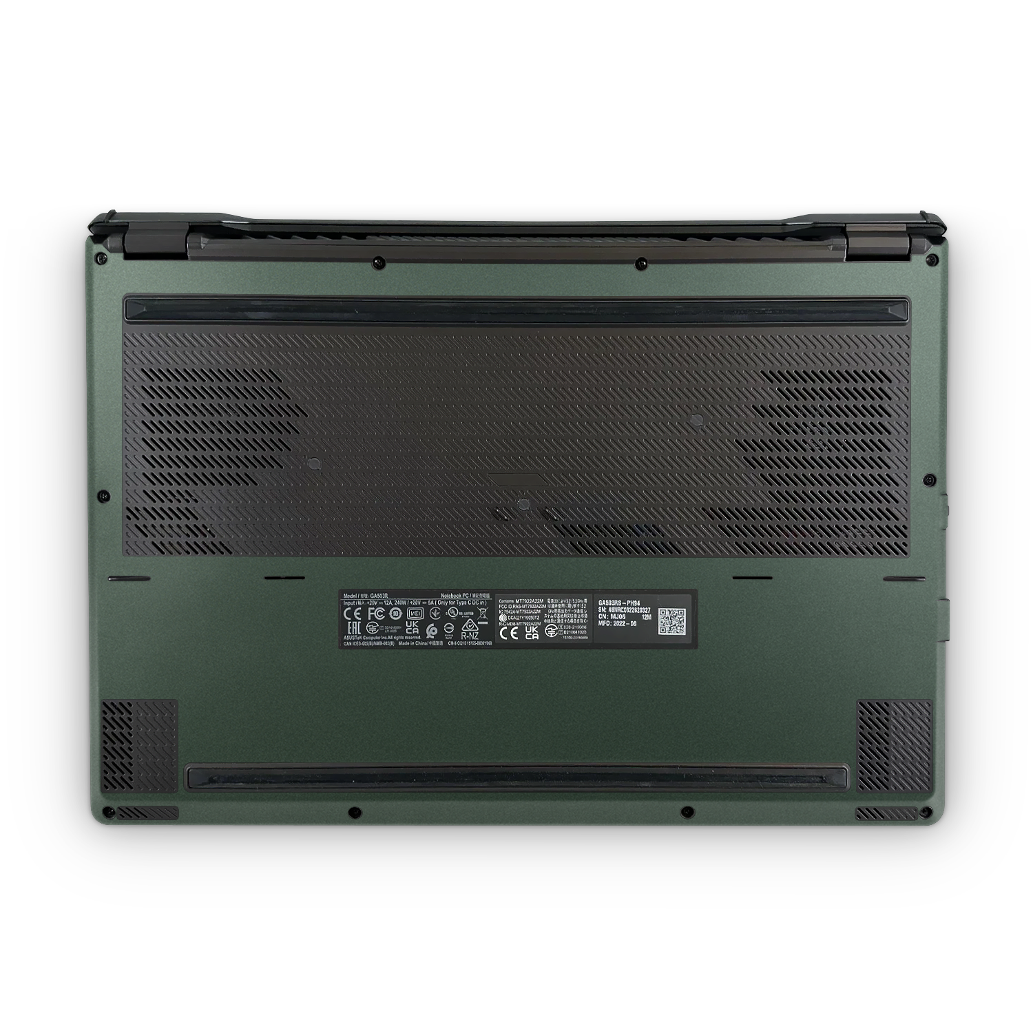 Asus Zephyrus G15 / M16 2021-2022 Professional Bottom Matte Green Metallic Skin Wrap Cover