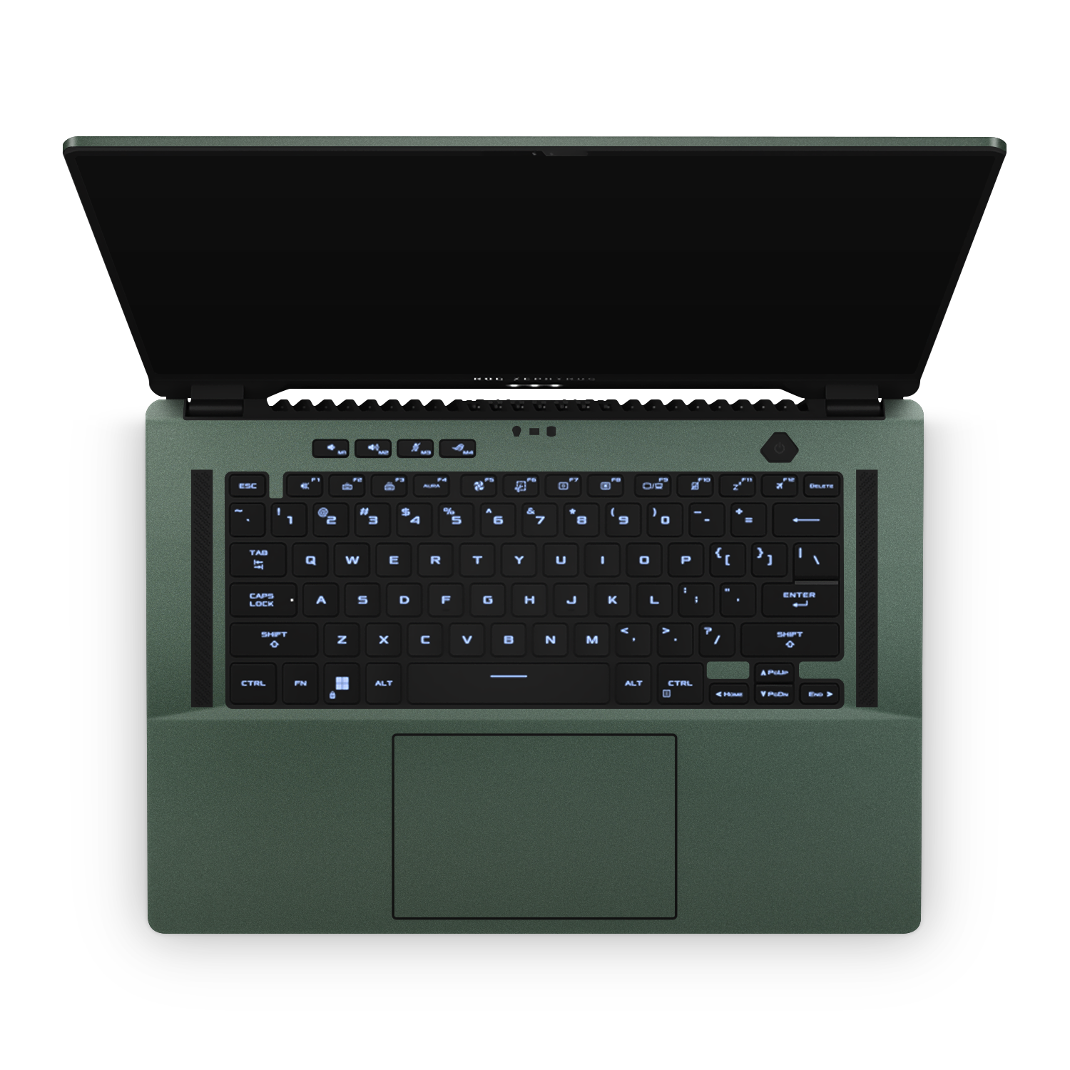 Asus Zephyrus M16 2023 Professional Interior Matte Green Metallic Skin Wrap Cover