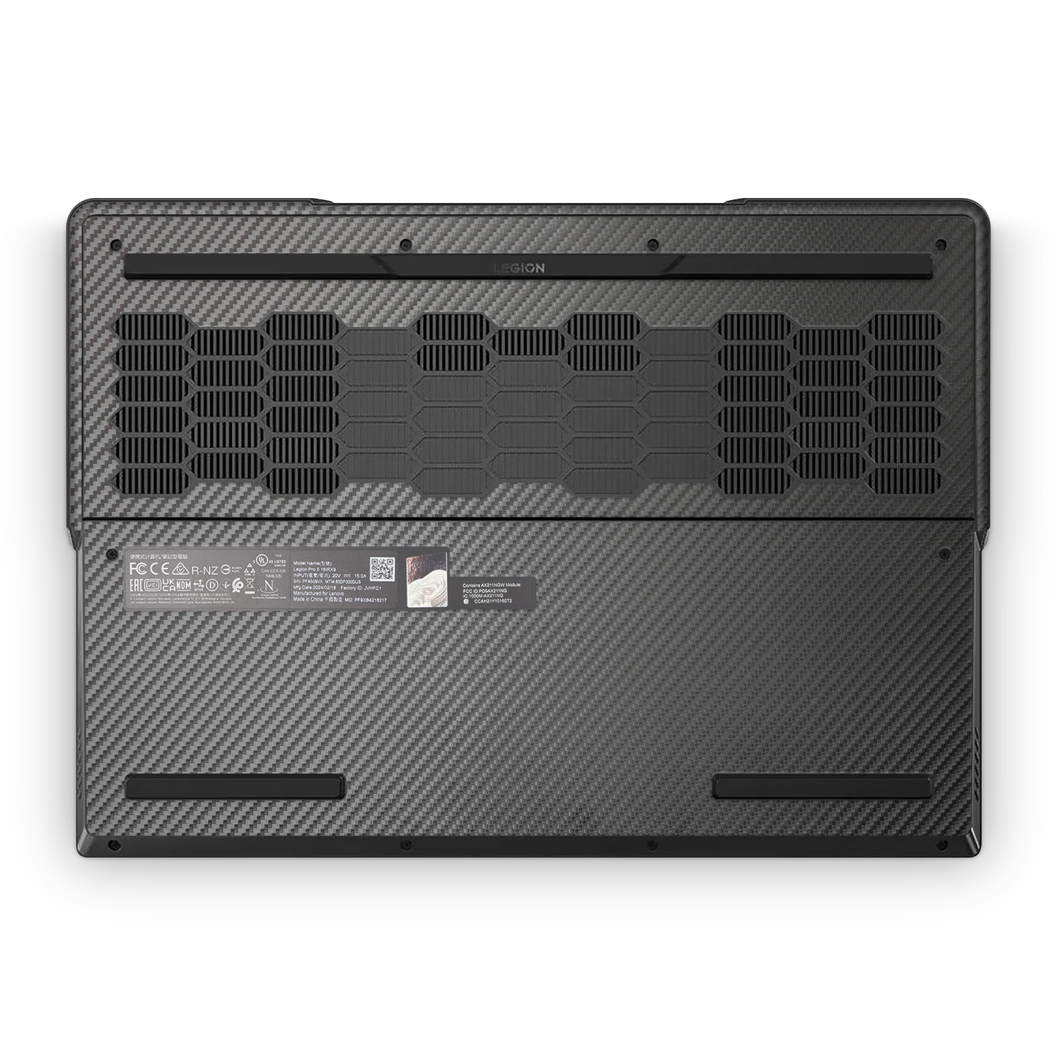 Lenovo Legion Professional 5 Gen 9 2024 Professional Bottom Black Carbon Fiber Skin Wrap Cover