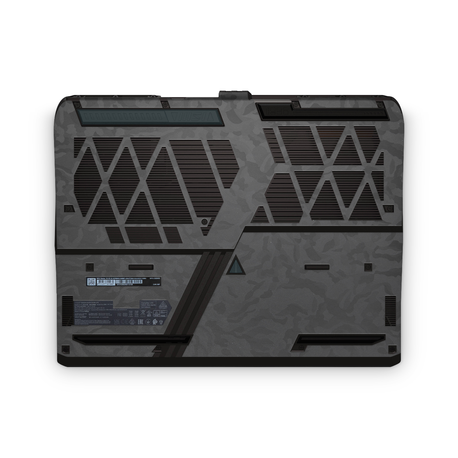 Msi Vector 16 Hx 2025 Professional Bottom Black Camo Skin Wrap Cover