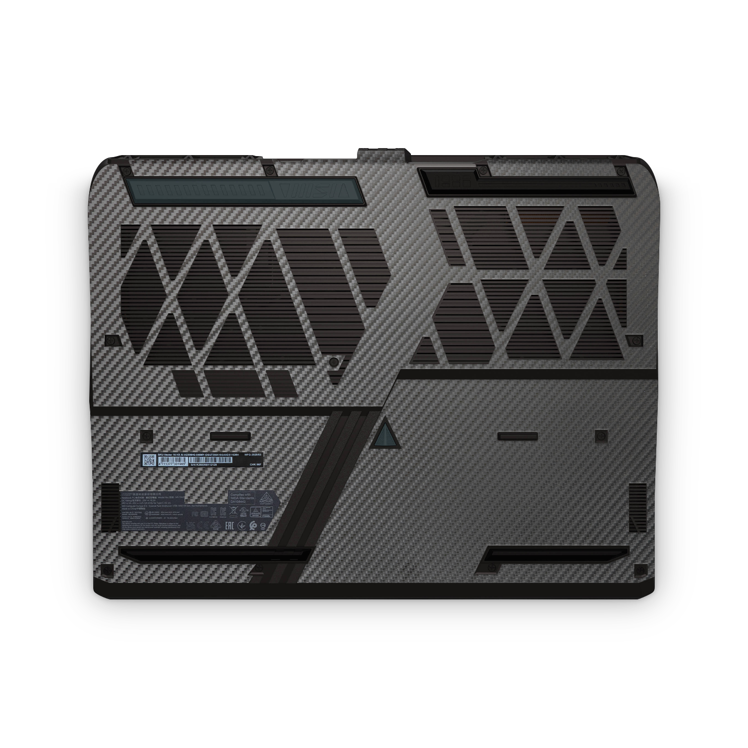 Msi Vector 16 Hx 2025 Professional Bottom Black Carbon Fiber Skin Wrap Cover