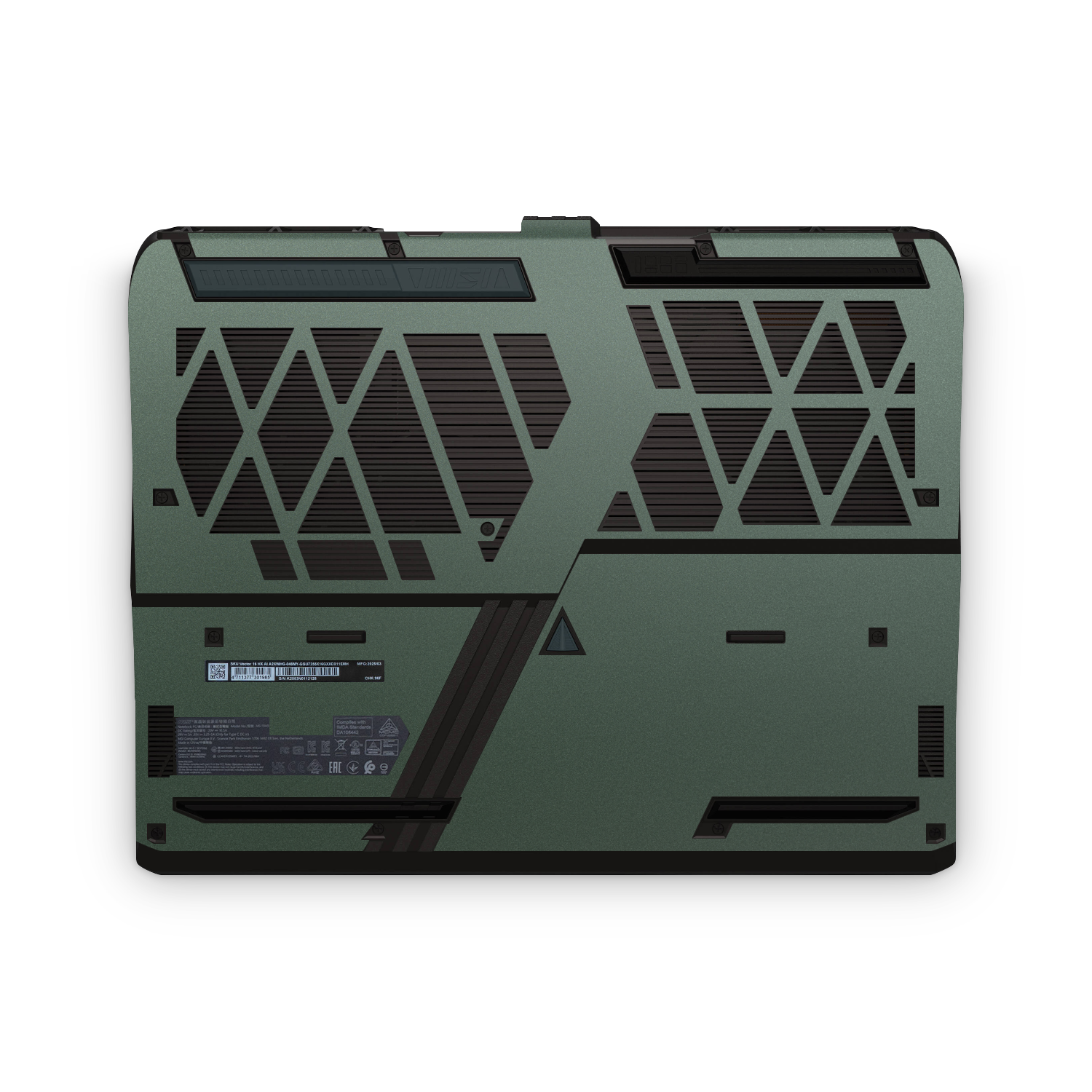 MSI Vector HX 16 2025 Professional Bottom Matte Green Metallic Skin Wrap Cover
