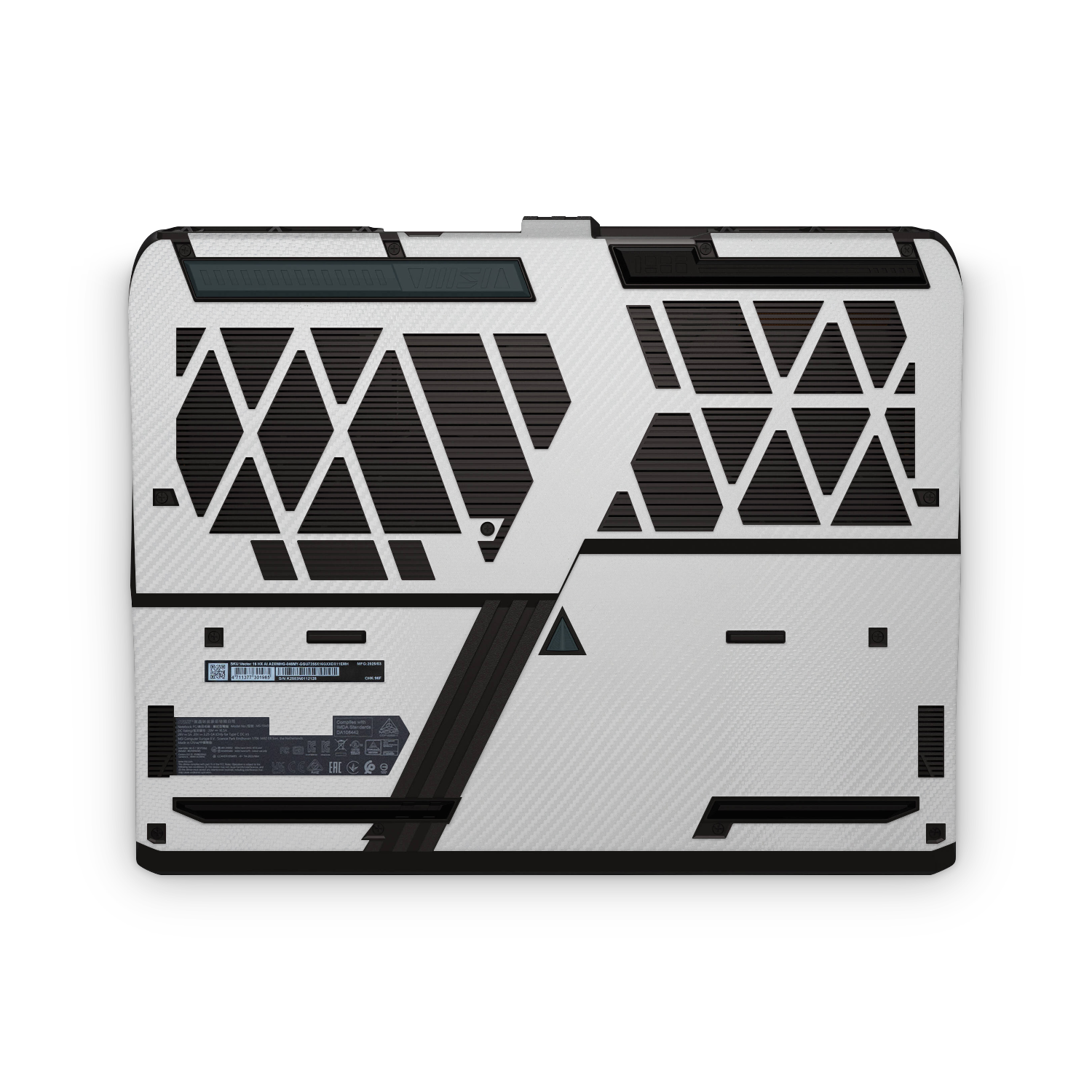 Msi Vector 16 Hx 2025 Professional Bottom White Carbon Fiber Skin Wrap Cover