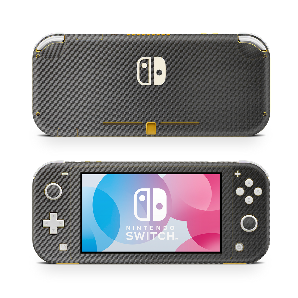 Nintendo Switch Lite Black Carbon Fiber Skin Wrap Cover