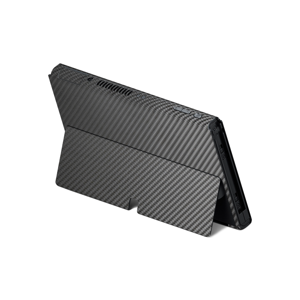 Nintendo Switch Oled Back Essentials Premium Black Carbon Fiber Skin Wrap Cover