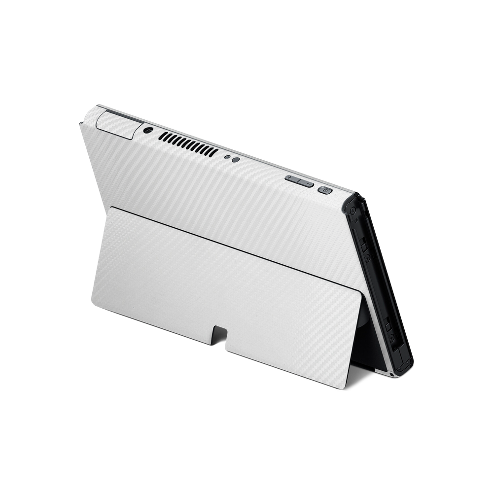 Nintendo Switch Oled Back Essentials Premium White Carbon Fiber Skin Wrap Cover