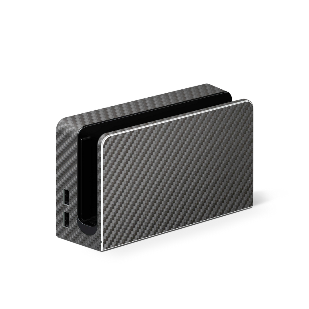 Nintendo Switch Oled Dock Premium Black Carbon Fiber Skin Wrap Cover