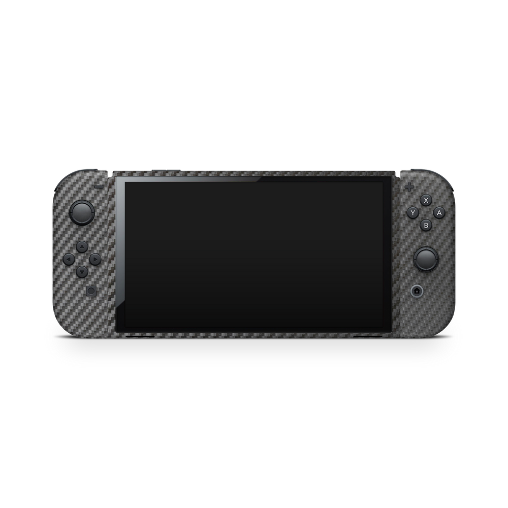Nintendo Switch Oled Essentials Premium Black Carbon Fiber Skin Wrap Cover