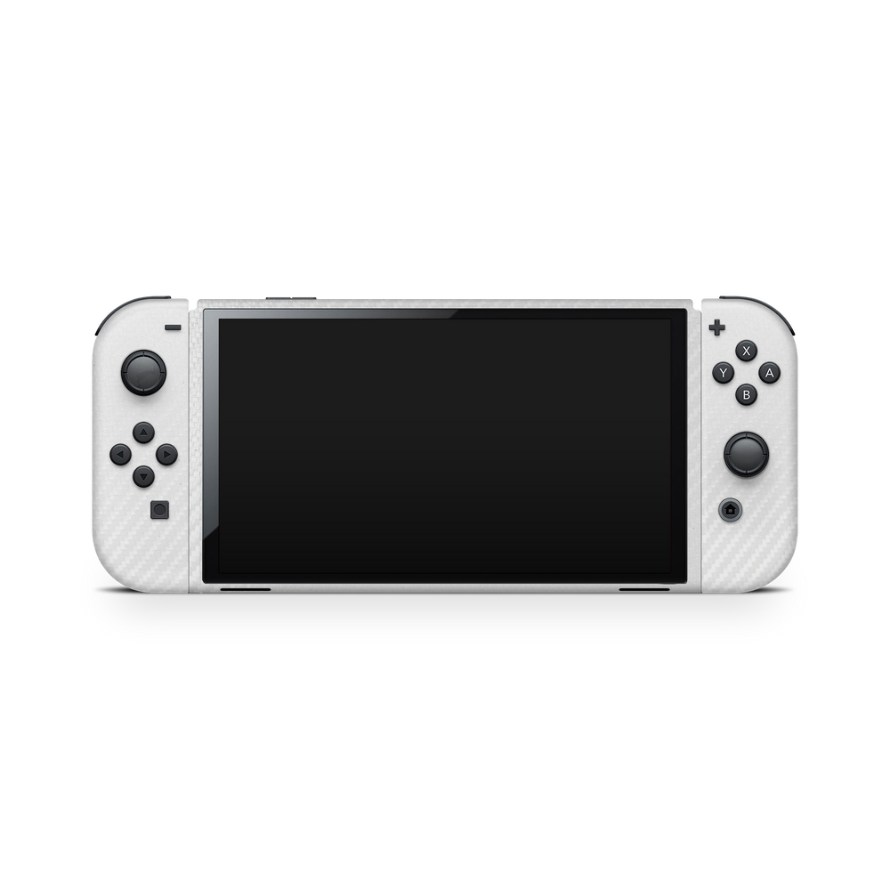 Nintendo Switch Oled Essentials Premium White Carbon Fiber Skin Wrap Cover