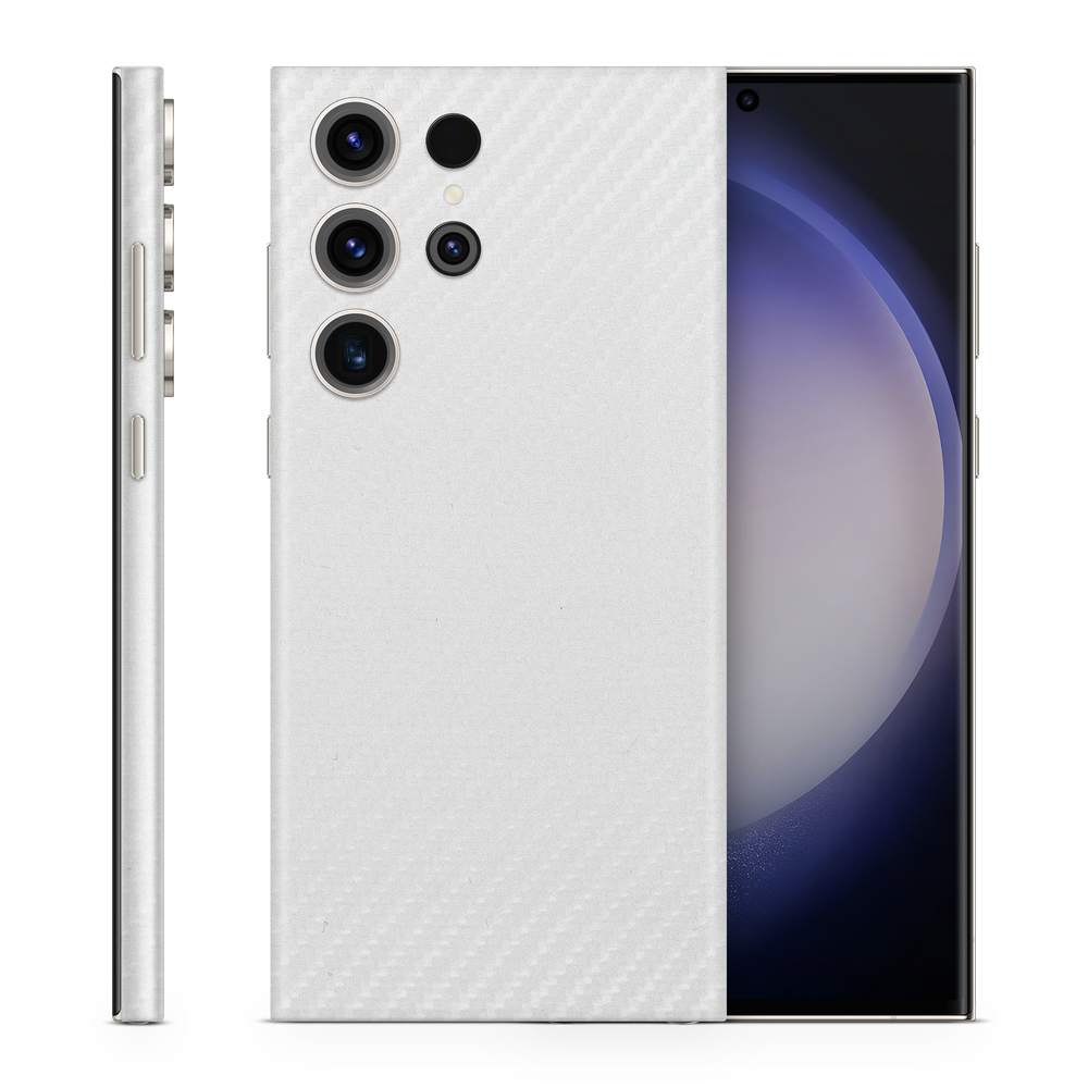 Samsung Galaxy S23 Ultra Professional White Carbon Fiber Skin Wrap Cover