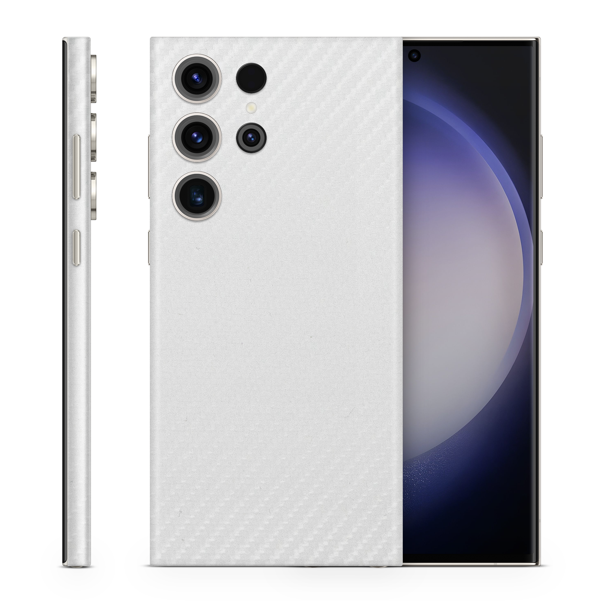 Samsung Galaxy S23 Ultra Professional White Carbon Fiber Skin Wrap Cover