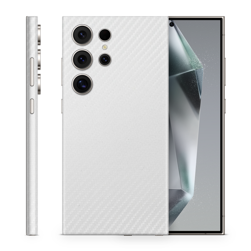 Samsung Galaxy S25 Ultra Professional White Carbon Fiber Skin Wrap Cover