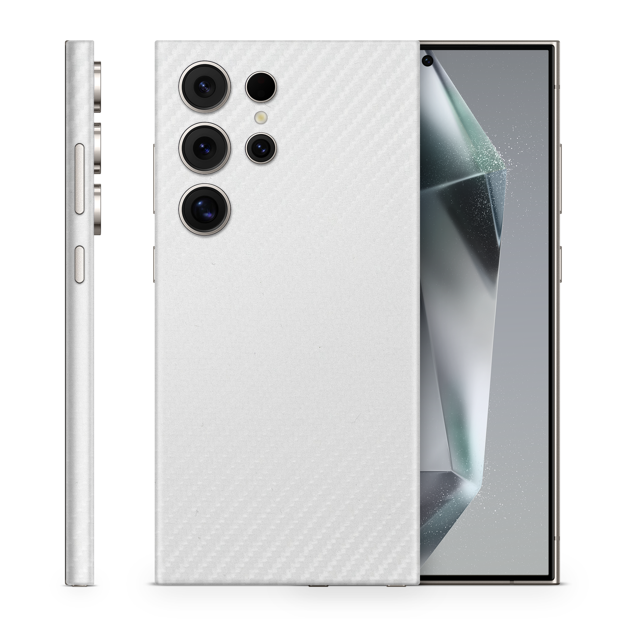 Samsung Galaxy S25 Ultra Professional White Carbon Fiber Skin Wrap Cover