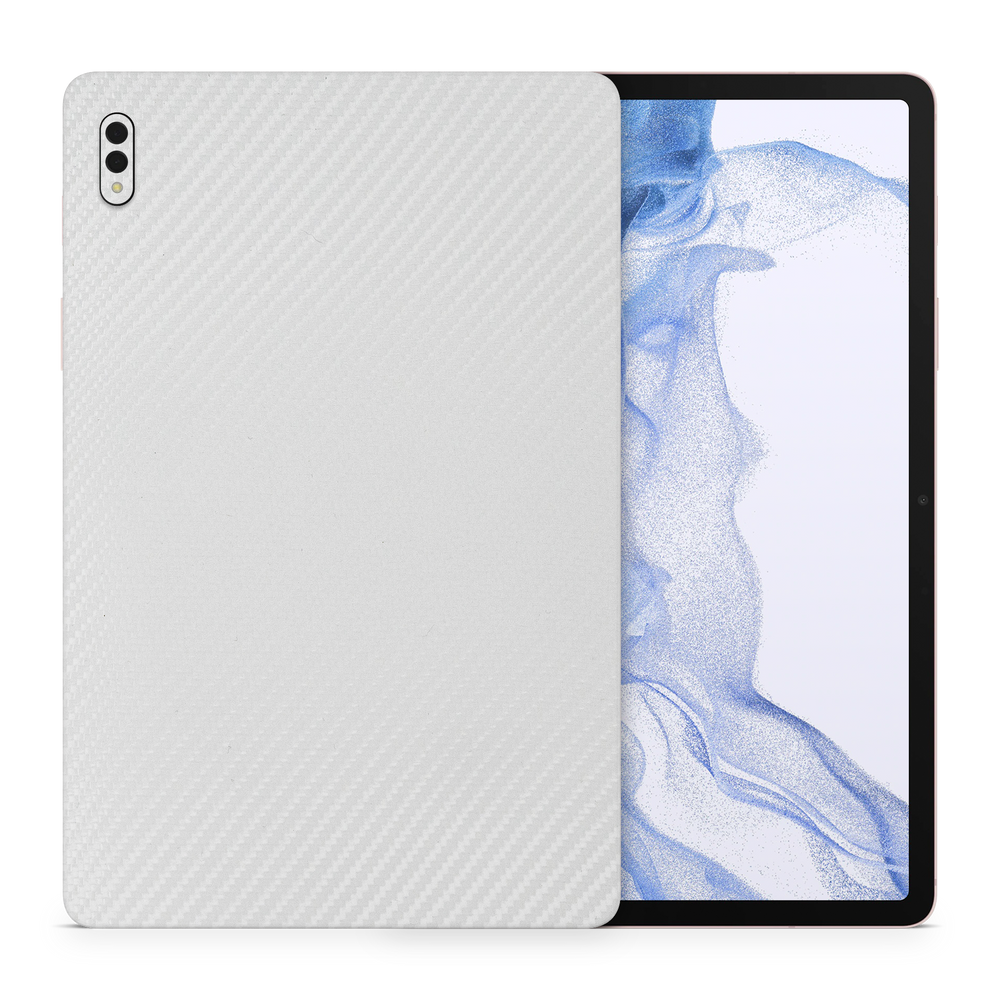 Samsung Galaxy Tab S8 Professional White Carbon Fiber Skin Wrap Cover