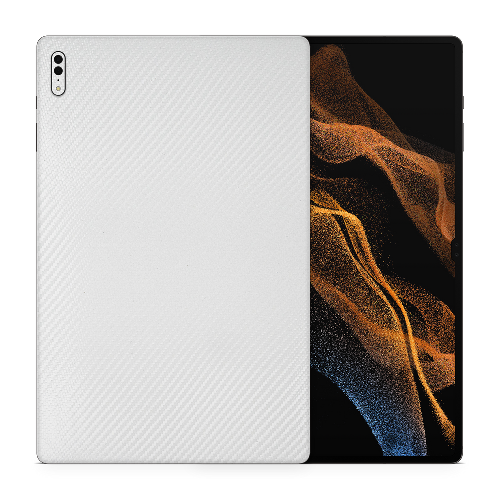 Samsung Galaxy Tab S8 Ultra Essentials White Carbon Fiber Skin Wrap Cover