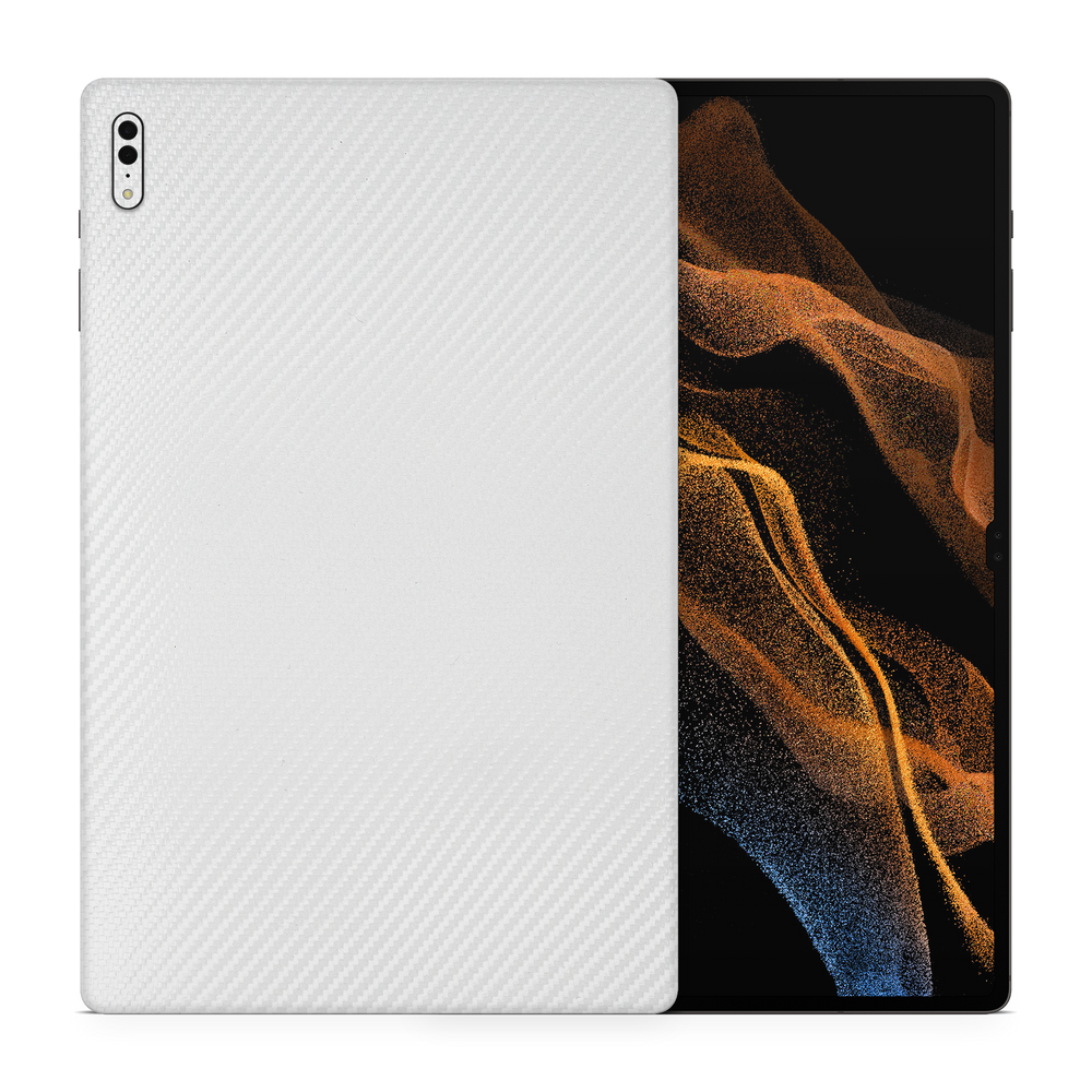 Samsung Galaxy Tab S8 Ultra Professional White Carbon Fiber Skin Wrap Cover