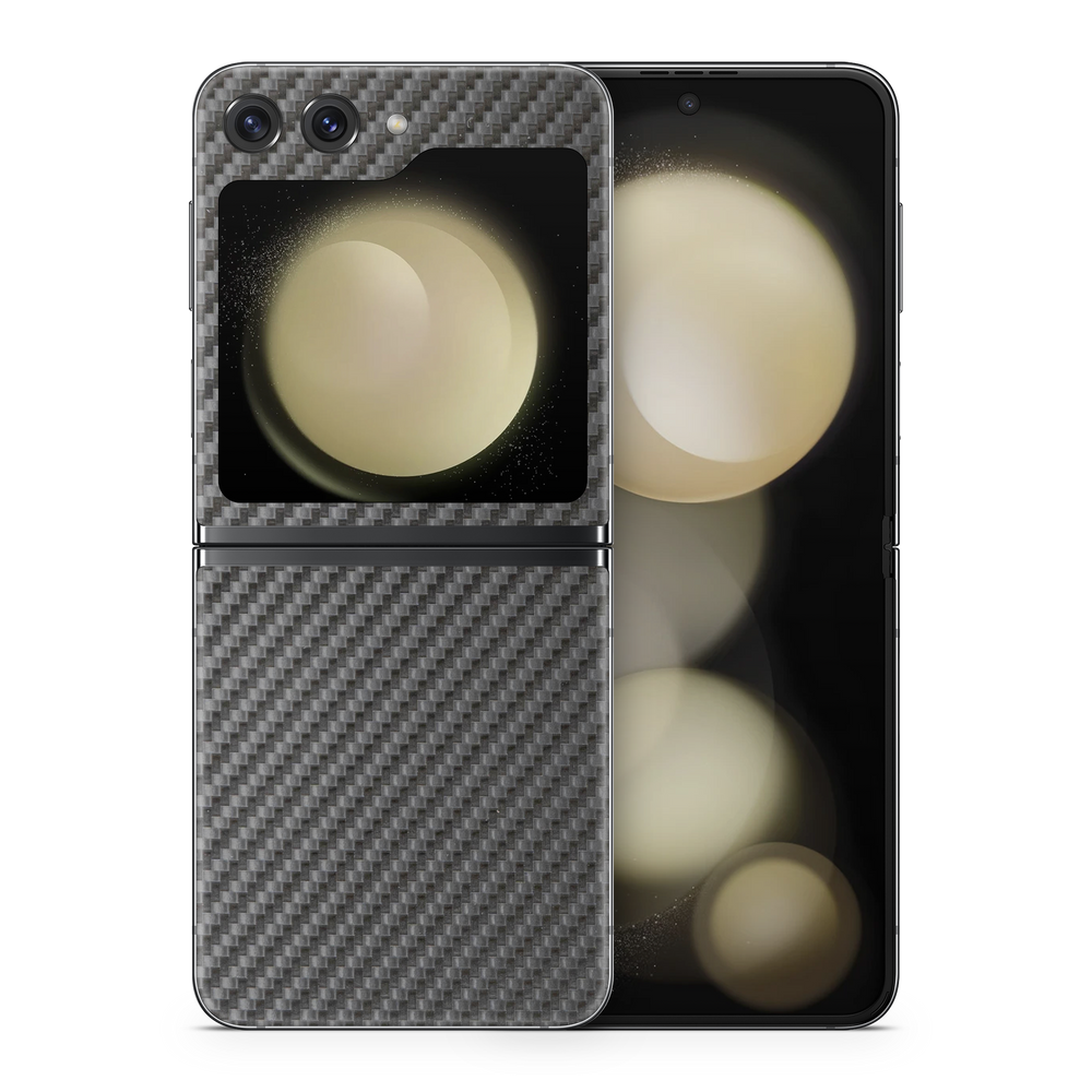 Samsung Galaxy Zflip5 Essentials Black Carbon Fiber Skin Wrap Cover