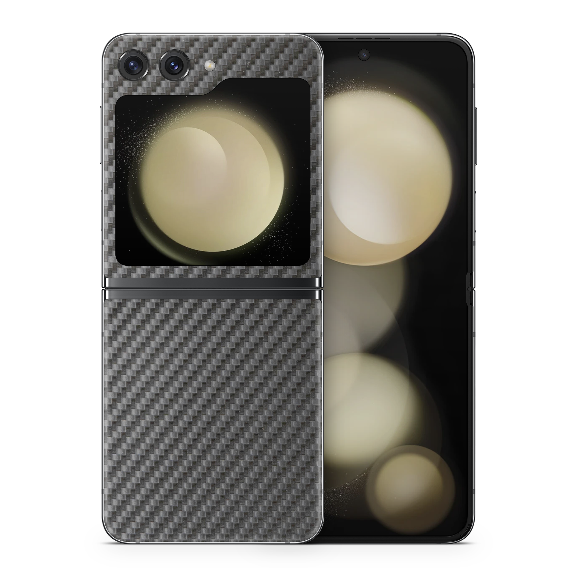 Samsung Galaxy Zflip5 Essentials Black Carbon Fiber Skin Wrap Cover