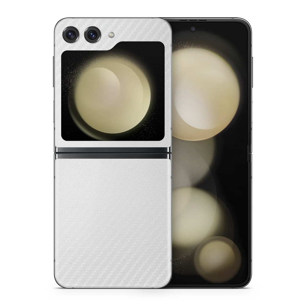Samsung Galaxy Zflip5 Essentials White Carbon Fiber Skin Wrap Cover