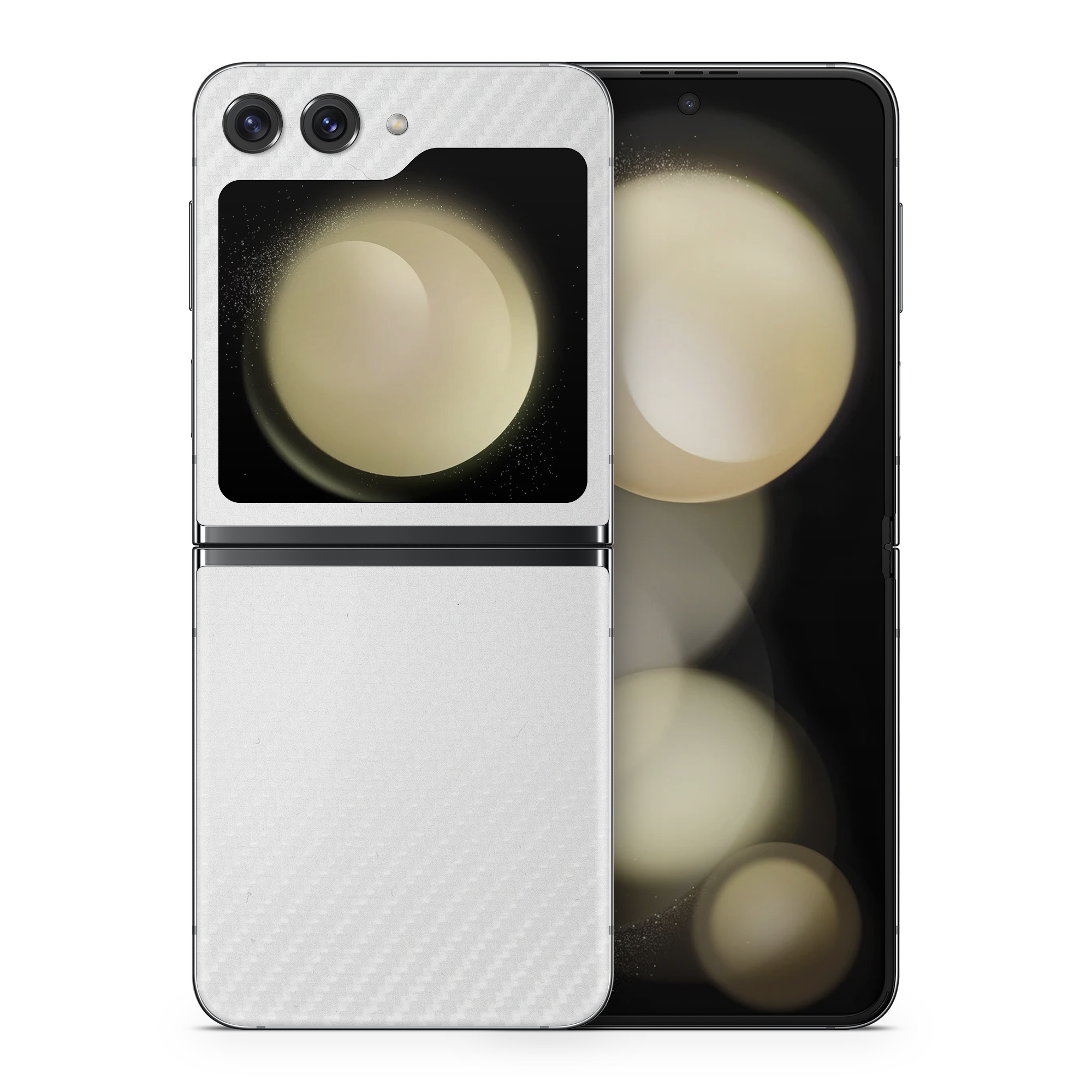 Samsung Galaxy Zflip5 Essentials White Carbon Fiber Skin Wrap Cover