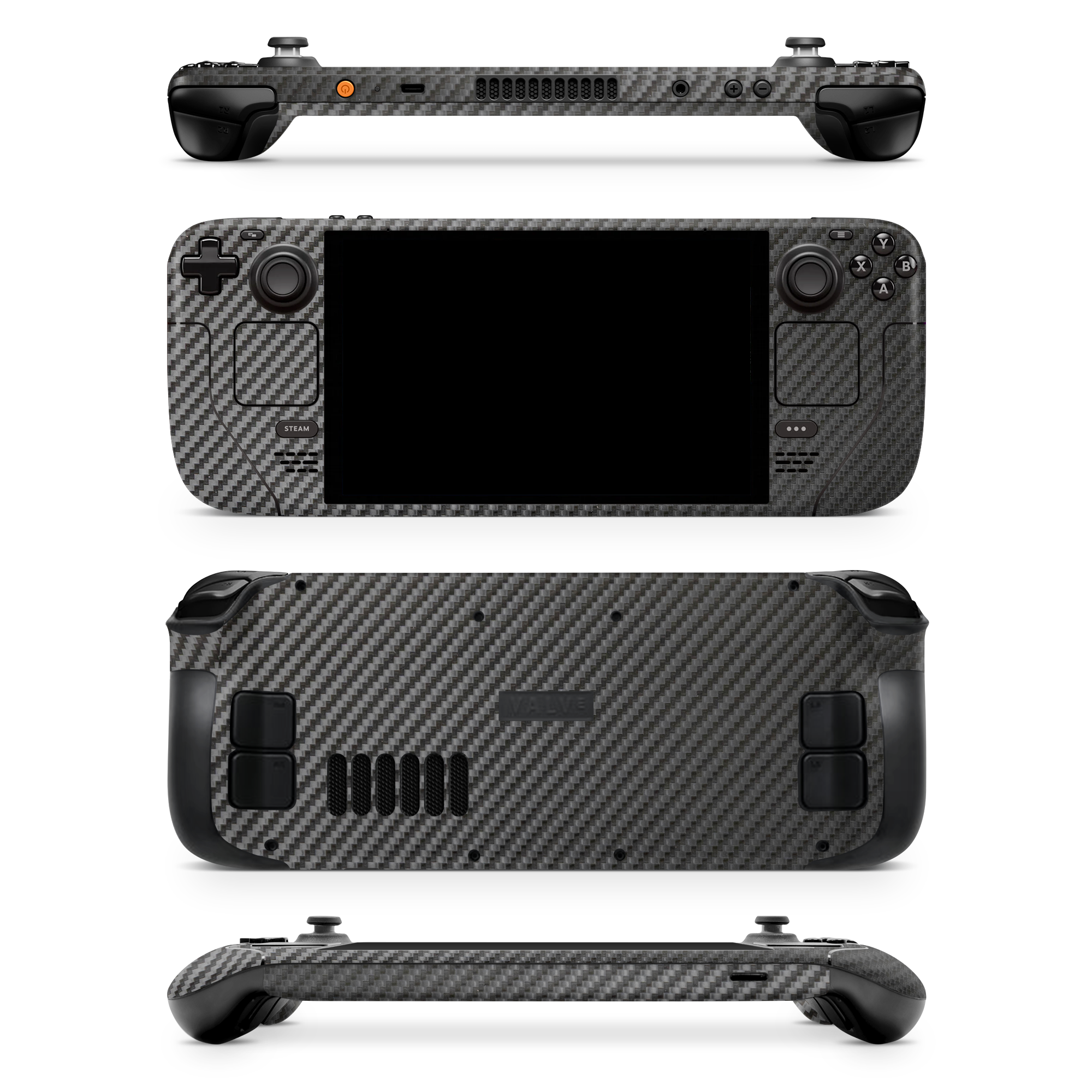 Valve Steamdeck Essentials Black Carbon Fiber Skin Wrap Cover