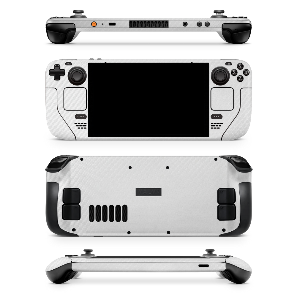Valve Steamdeck Essentials White Carbon Fiber Skin Wrap Cover